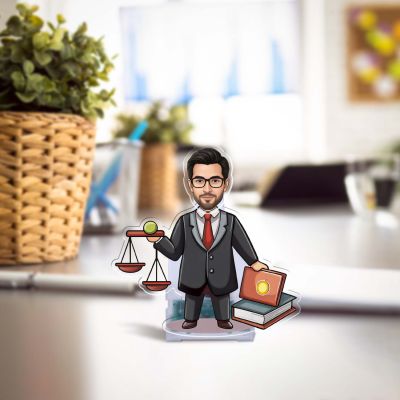 Personalized Lawyer Roating Caricature with Solar Powered Customized with Photo Lawyer Gift for Men Advocate Office Desk Table Decor Best Gift Advocate, Lawyer and LLB Students